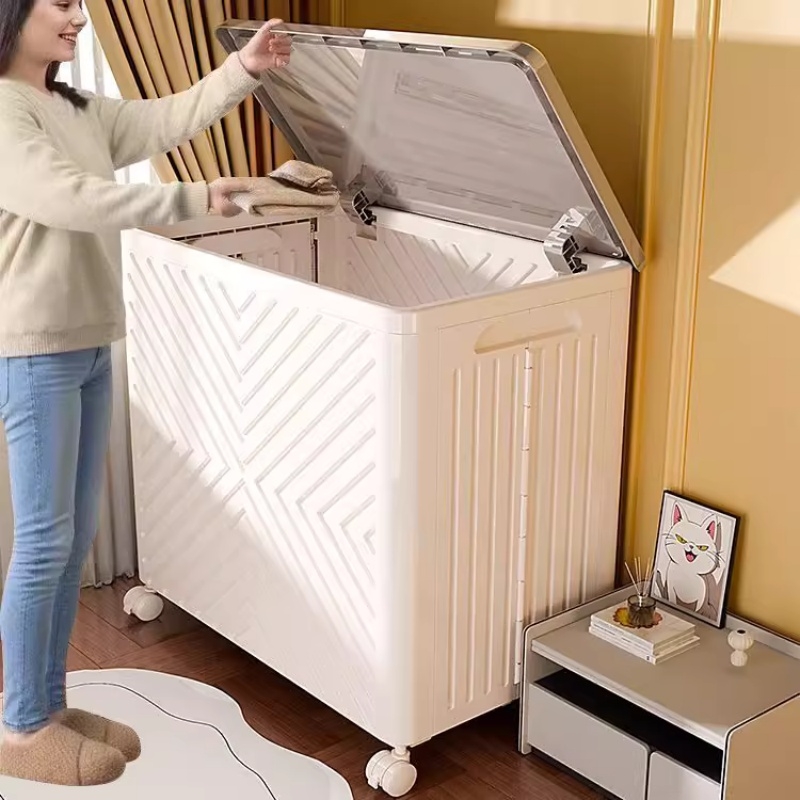 翻盖收纳箱家用大容量衣物被子储物箱整理箱玩具可折叠储物柜移动