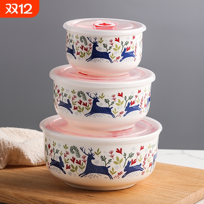 带盖冰箱密封盒轻奢风陶瓷保鲜碗