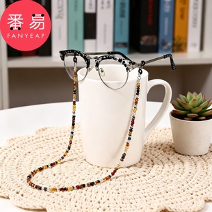 眼镜链A1vn800 眼镜防滑挂链老花眼镜挂脖绳防掉落彩色串珠挂绳