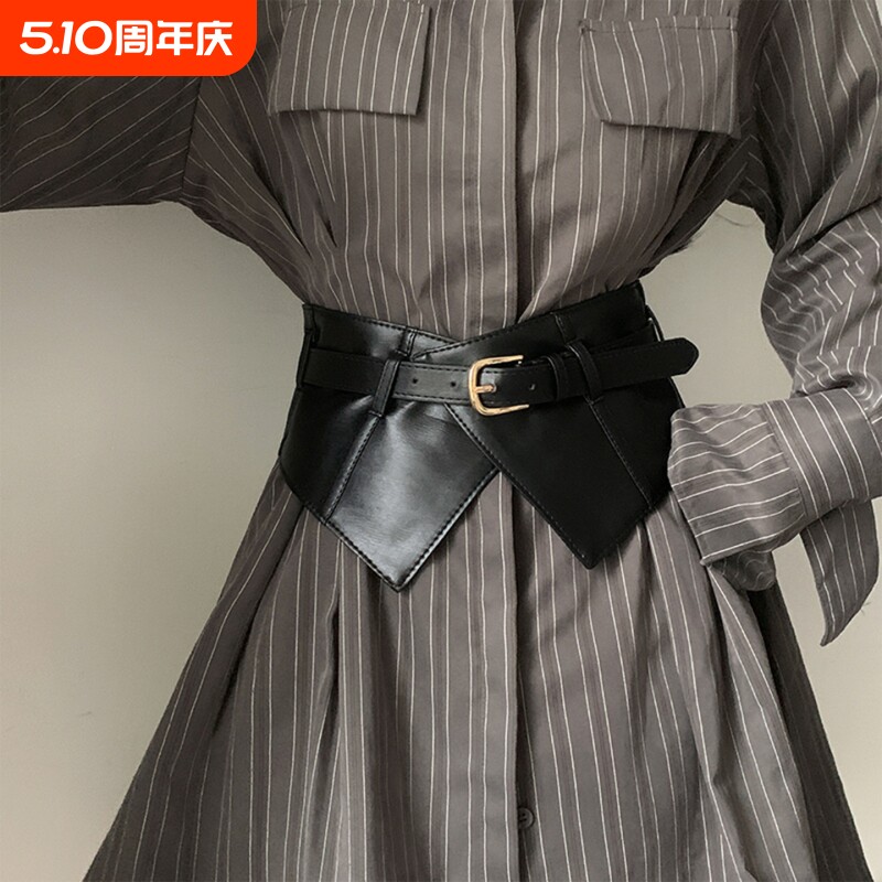 复古高级感宽腰封女收腰显瘦搭配衬衫连衣裙松紧腰带cosplay配