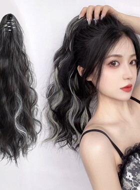 假发女挑染马尾网红韩式