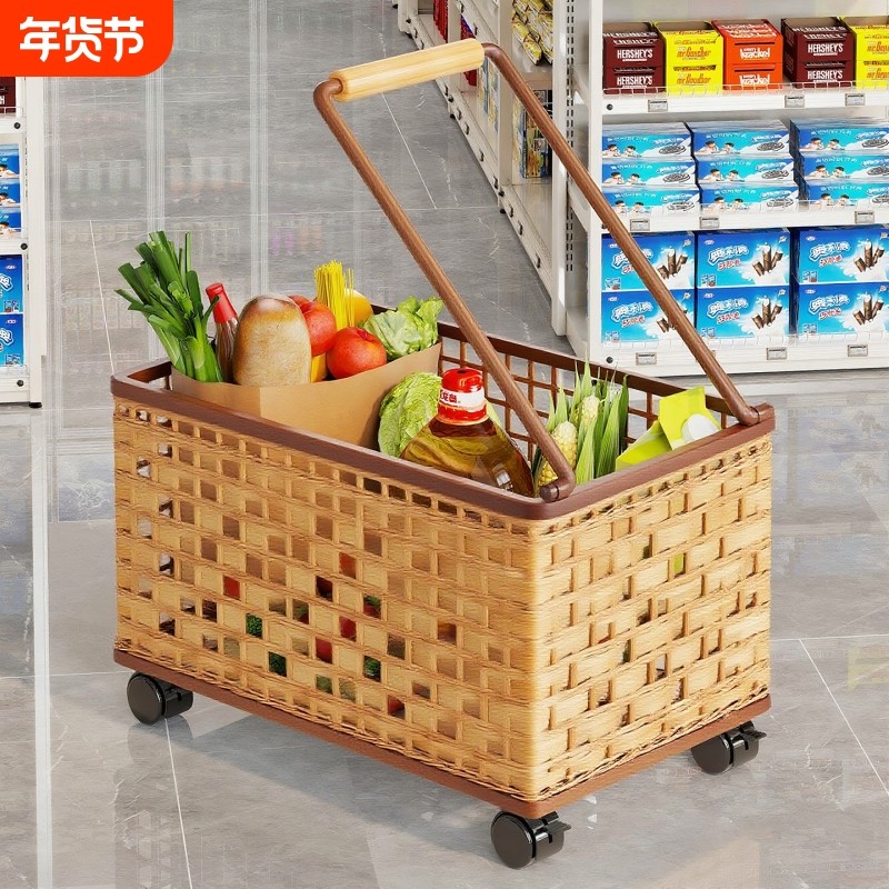 便携购物车家用买菜篮子加厚手提篮便携轻便拖车购物取快递神器