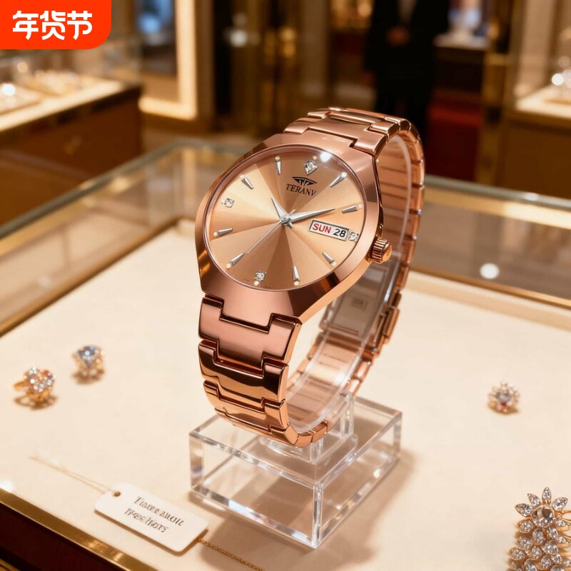 正品名牌钢带商务防水石英腕表高级感男士男款手表全自动非机械表