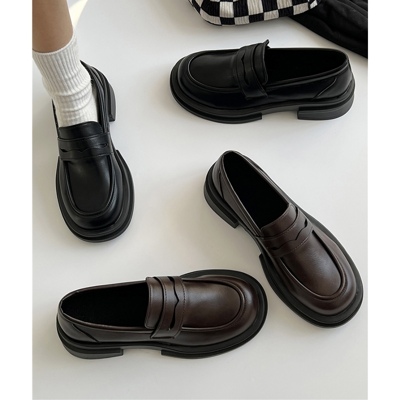 日系小皮鞋女2025春季新款英伦风黑色厚底乐福鞋jk制服单鞋子粗跟