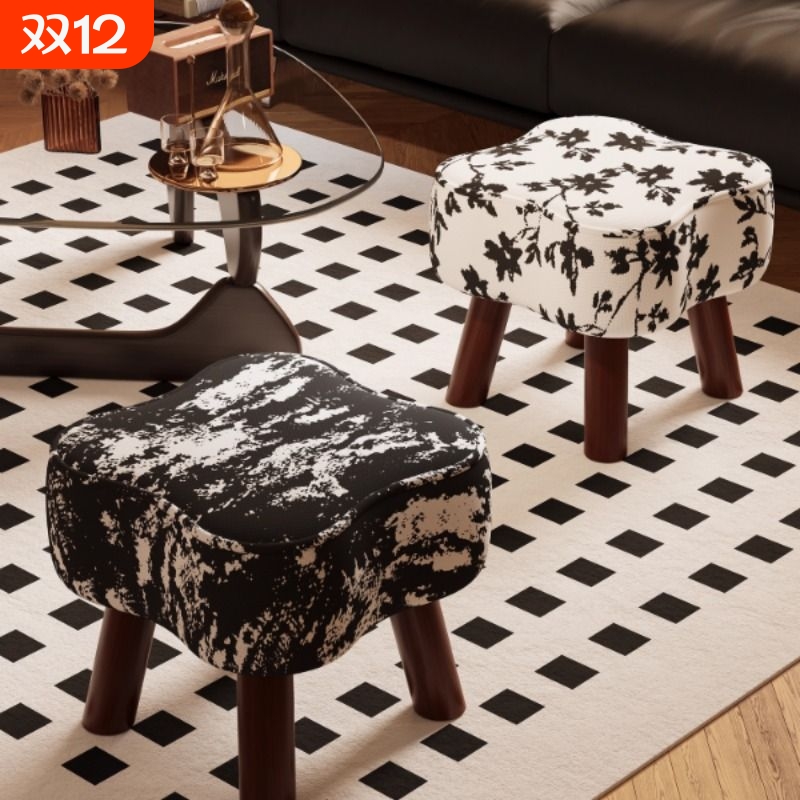 凳子家用矮凳客厅沙发凳实木板凳门口换鞋凳创意软包坐凳木凳久坐