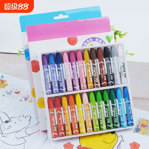 易可洗油画棒幼儿园专用儿童蜡笔不脏手可水洗炫彩棒12/24/36色油画棒六角杆画笔婴幼儿蜡笔宝宝蜡笔