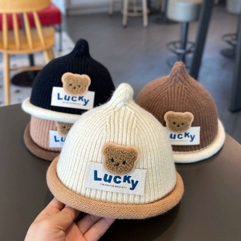 婴儿帽子秋冬季超萌龙宝宝加厚针织帽冬款男孩女童红色毛线帽防风