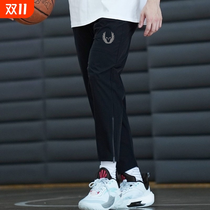 俄勒冈反光美式训练裤篮球长裤男薄款速干运动裤直筒跑步拉链卫裤