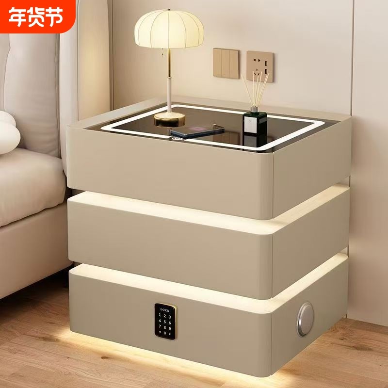 悬浮式智能床头柜现代轻奢风高级感卧室带锁免安装床边柜充电无线,住宅家具,床头柜,淘宝优惠券,粉丝福利购,淘宝优惠卷