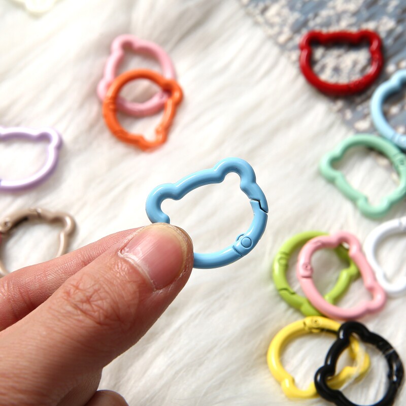 彩色烤漆小熊弹簧扣 DIY 手工饰品配件 钥匙扣包包挂环材料