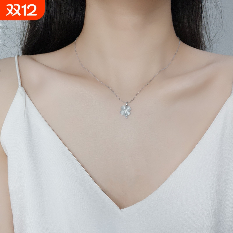 新加坡小众品牌四叶草项链女s925纯银白贝母韩版百搭爆款潮