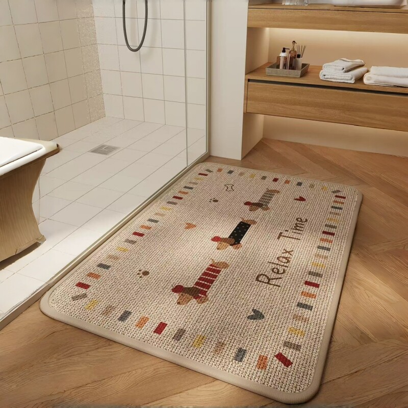 亚麻吸水地垫浴室防滑脚垫卫生间地毯厕所门垫免洗硅藻泥卫浴耐脏