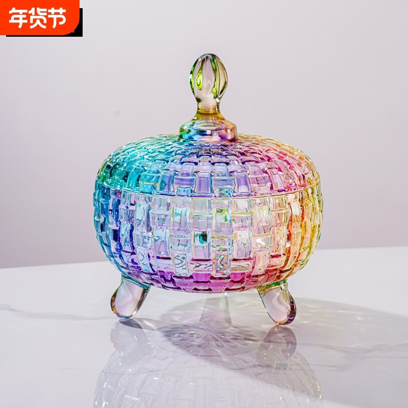 弗莱文茨欧式玻璃糖果罐带盖干果零食罐家用果盘客厅方糖缸糖果盅,家居饰品,储物罐,淘宝优惠券,粉丝福利购,淘宝优惠卷