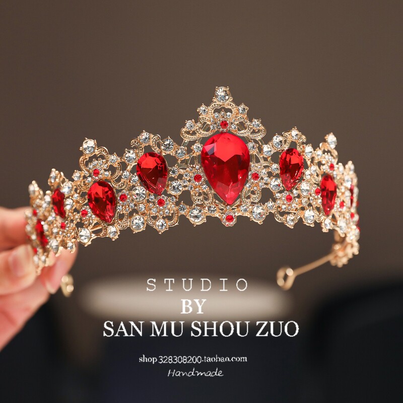 新娘皇冠皇冠结婚高贵大金色王冠婚纱礼服女王配饰儿童头饰