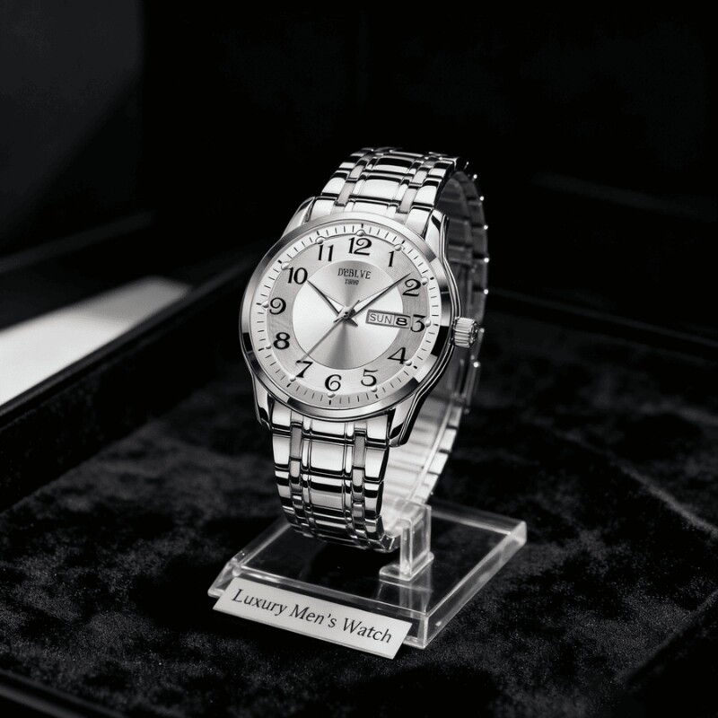 手表男款机械风全自动防水高级感全自动男表数字双日历防水腕表男