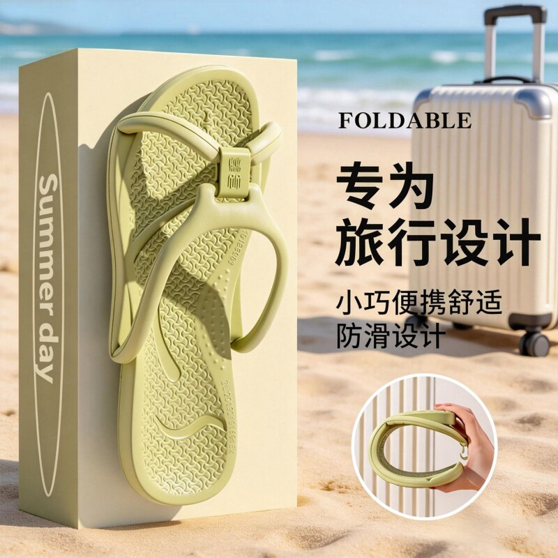 折叠旅行拖鞋女夏季便携式游泳人字拖洗澡一次性酒店出差凉拖鞋男