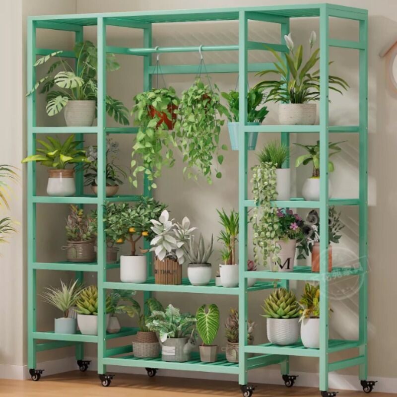 花架客厅落地式室内家用阳台置物架多层镀锌铁艺花架绿萝植物摆放