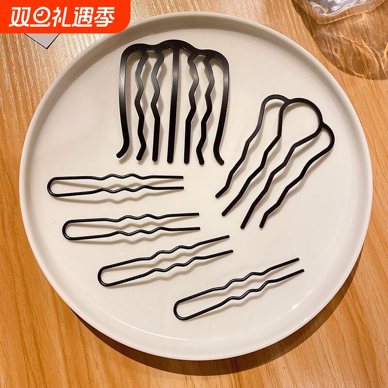 懒人盘发神器丸子头四齿插梳发梳发簪倒插发卡U形发夹造型头饰女