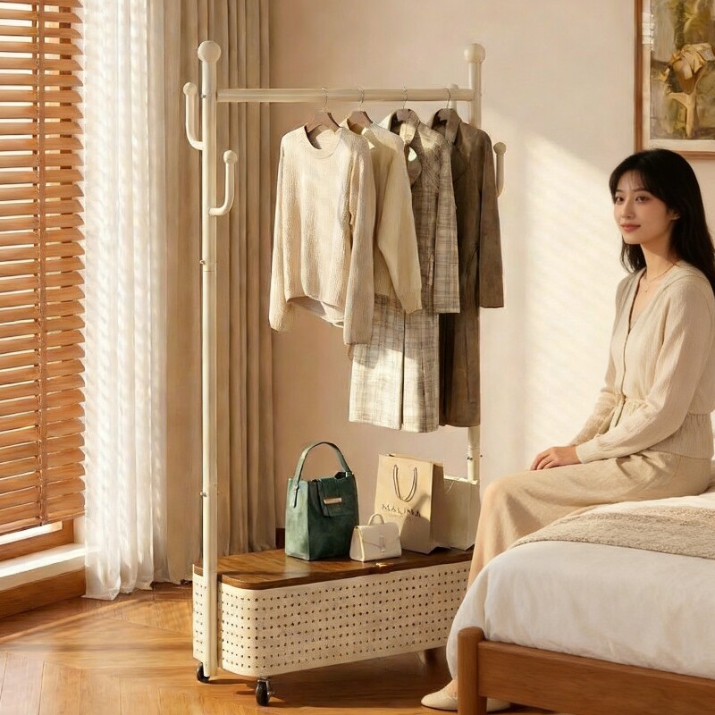 轻奢挂衣架落地卧室房间衣服架子家用移动晾衣架室内衣帽架床边柜