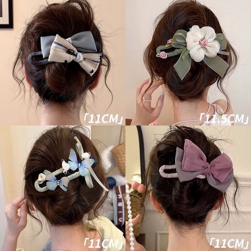 春夏蝴蝶结发夹鸭嘴夹女后脑勺2026新款大号盘发头饰抓夹绿色花朵