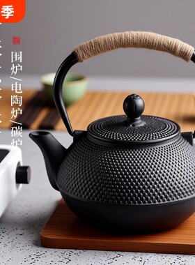 铁壶室内泡茶壶户外围炉煮茶烧水铸铁壶电陶炉焖茶具水壶套装生铁