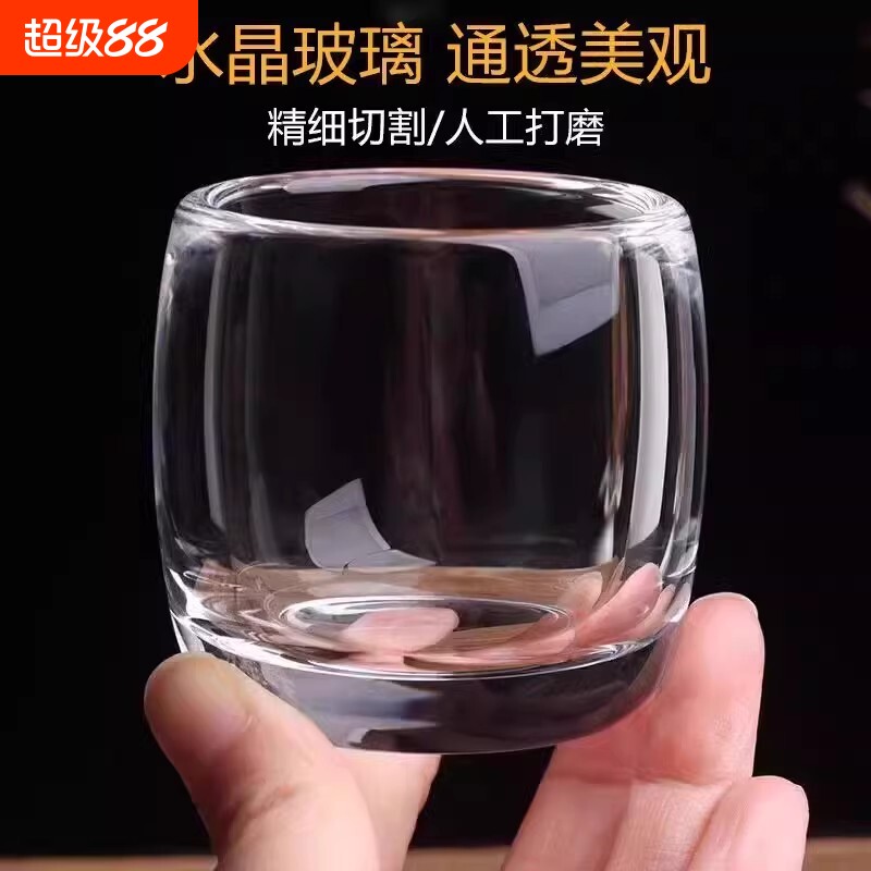 【6只】水晶茶杯扳指杯个人用加厚家用中式养生单杯玻璃杯主人杯										