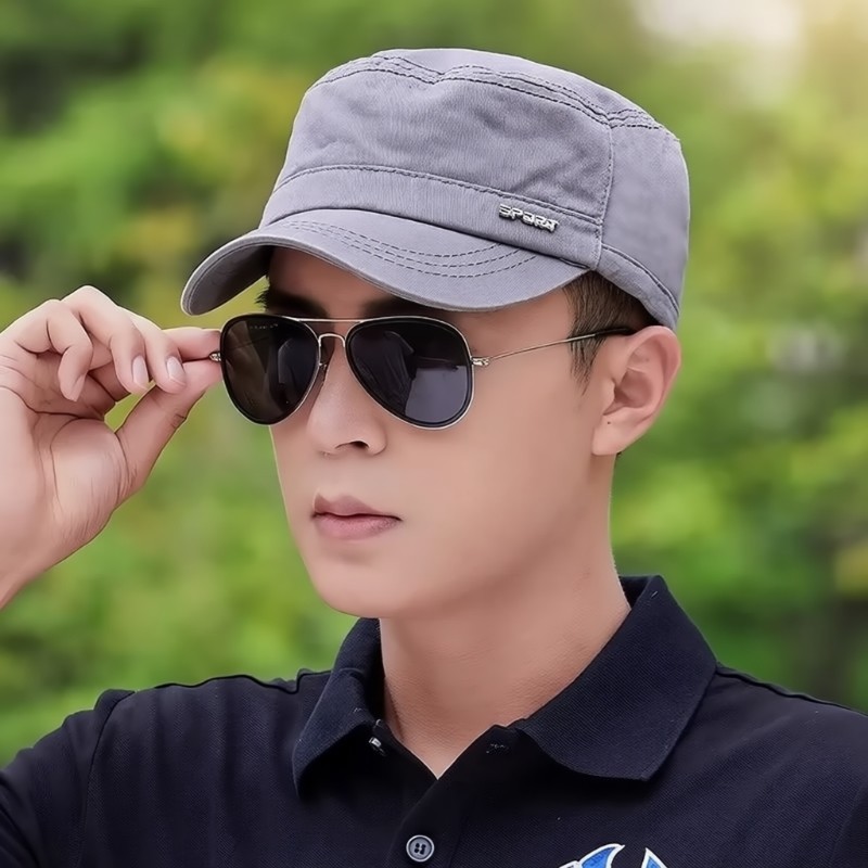 帽子男士春秋短檐平顶鸭舌帽休闲百搭夏季太阳防晒四季新款棒球帽