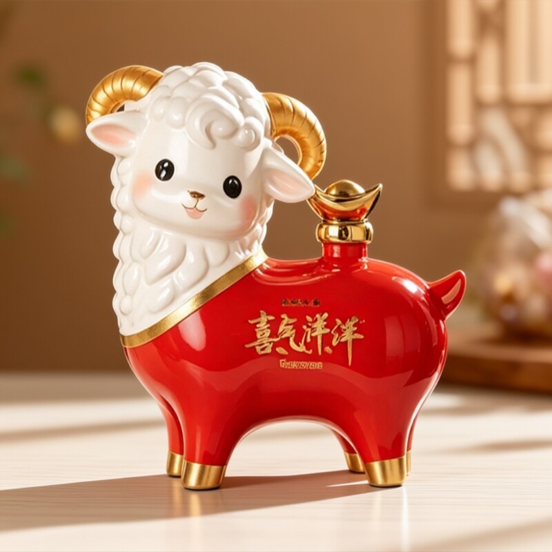 景德镇陶瓷羊造型白酒瓶1斤3斤装生肖羊酒坛创意摆设喜庆酒具送礼