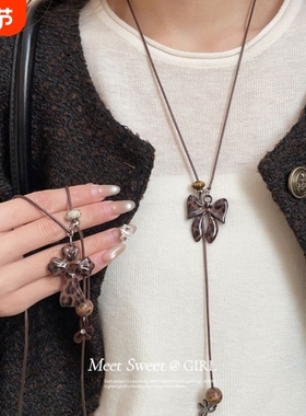 「遇见饰品MEET」十字架抽拉式吊坠项链日韩时尚小众毛衣链配饰女