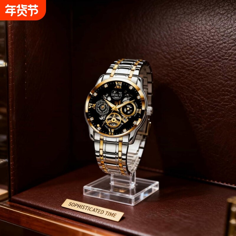 手表瑞士名表正品全自动机械风石英表商务高级感夜光防水时尚钢带