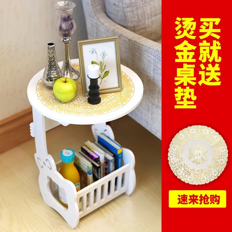 欧式小茶几简约家用小圆桌小户型卧室迷你床头柜客厅圆形桌子边几