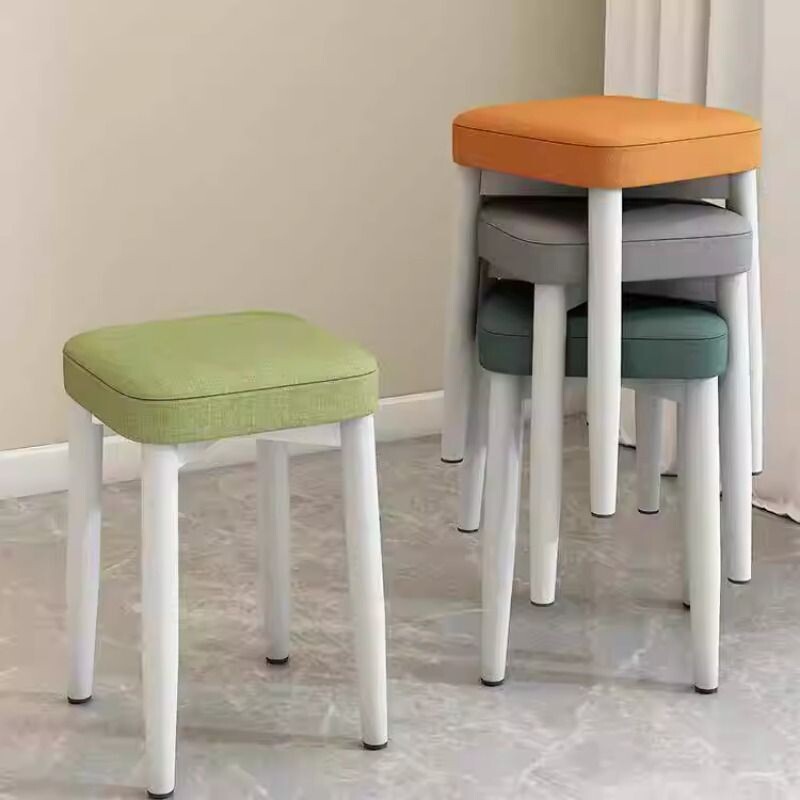 方凳餐椅简约梳妆化妆椅子家用餐桌椅轻奢可摞叠放餐厅小凳子软包