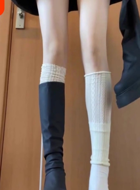 白色蕾丝花边袜套袜子女秋冬堆堆袜腿套长筒袜配长筒靴小腿袜高筒