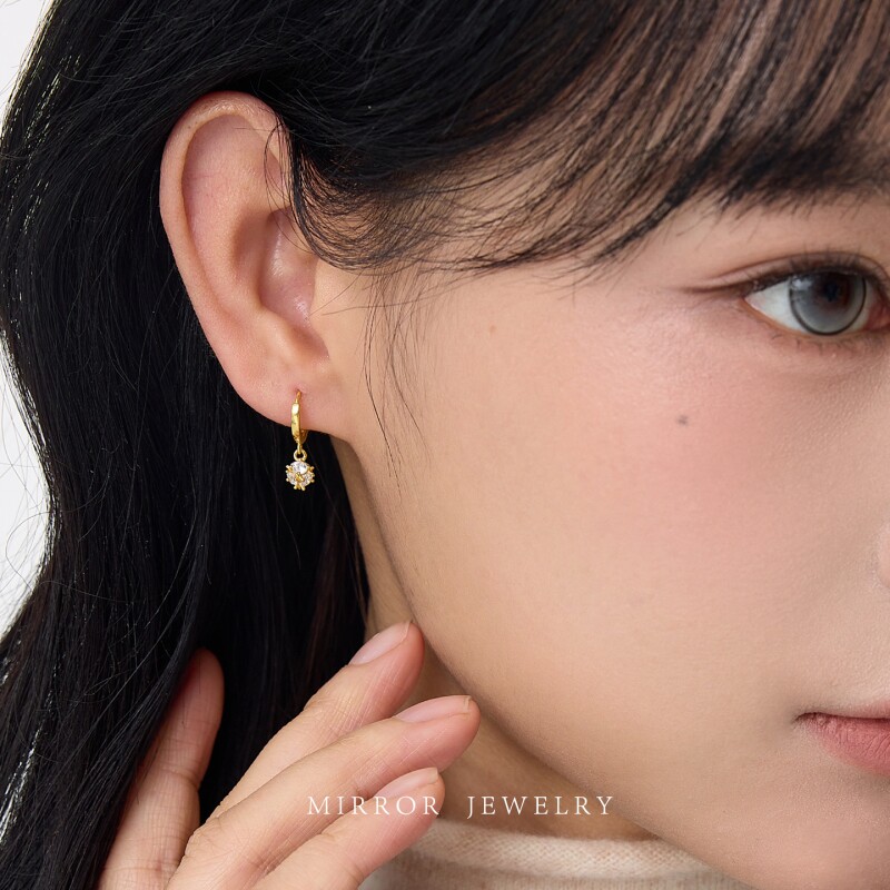 小麋人「冰晶花球」925纯银球耳扣女耳环耳饰小众设计感金色流行