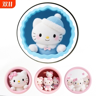 Hello 饰贴纸 Kitty凯蒂猫立体卡通可爱汽车后车窗油箱盖防水装