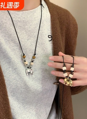 银色小象项链高级感轻奢小众气质设计精致配饰秋冬链卫衣链毛衣