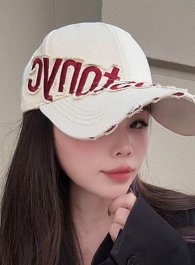刺绣硬顶棒球帽子女防晒鸭舌帽男显脸小情侣帽太阳帽白色黑色紫色