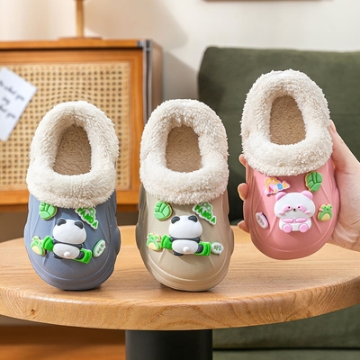 儿童棉拖鞋2025新款秋冬季男女童毛绒保暖宝宝棉拖防水可爱防滑