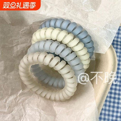 【4900人好评】8根装!海盐蓝磨砂电话线发圈气质皮筋女头绳高弹力