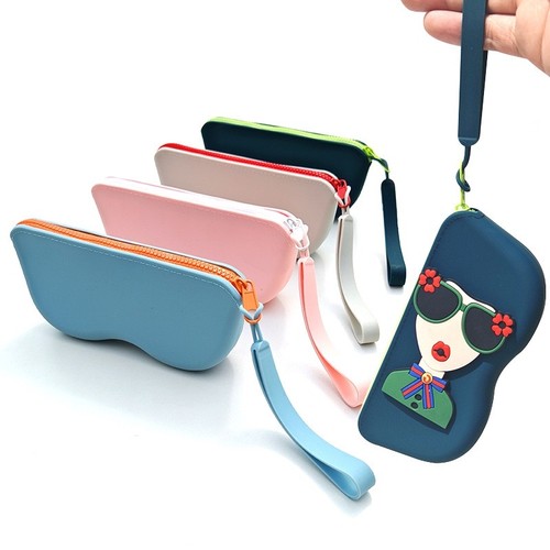 新款墨镜收纳袋便携随身带眼镜盒防摔硅胶眼镜袋可挂防水太阳镜盒