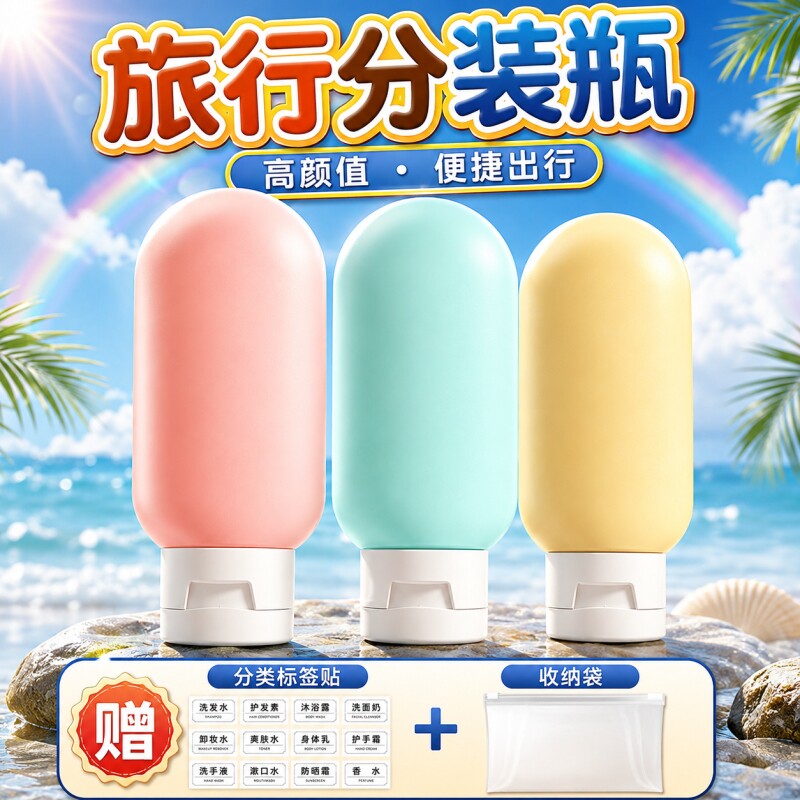 分装瓶旅行袋便携洗发水沐浴露小样旅游必备护肤卸妆油小样空袋