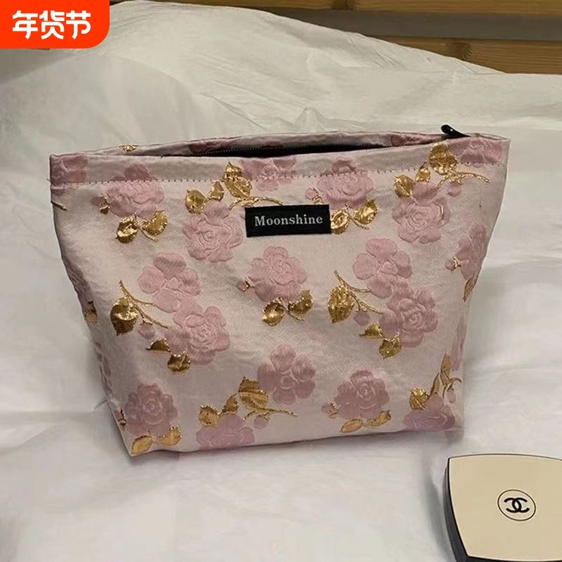 新款小香风便携旅行化妆包大容量化妆品洗漱收纳袋姨妈巾收纳包
