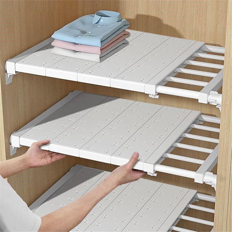 可伸缩衣柜隔板分层架柜子隔层整体橱柜分隔板衣橱收纳层架免打孔