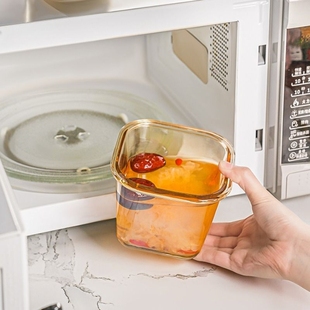 琥珀色玻璃汤碗汤杯密封微波炉可保鲜盒加热上班族饭盒多规格起
