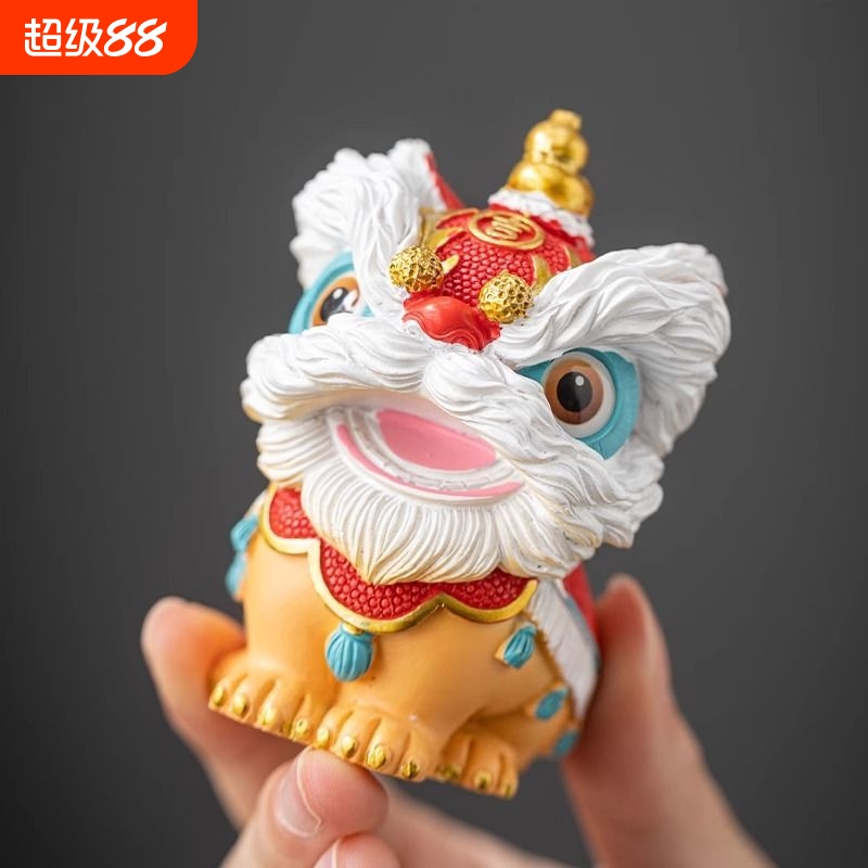 国潮醒狮茶宠创意摆件家用茶桌茶盘会客精品可养装饰茶玩茶具配件