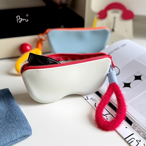 便携式硅胶眼镜盒带挂绳可挂包女墨镜太阳镜保护套手提眼镜收纳盒