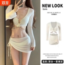 泳衣女比基尼女四件套分體2024新款 鏤空保守海邊泡溫泉鋼托 時尚