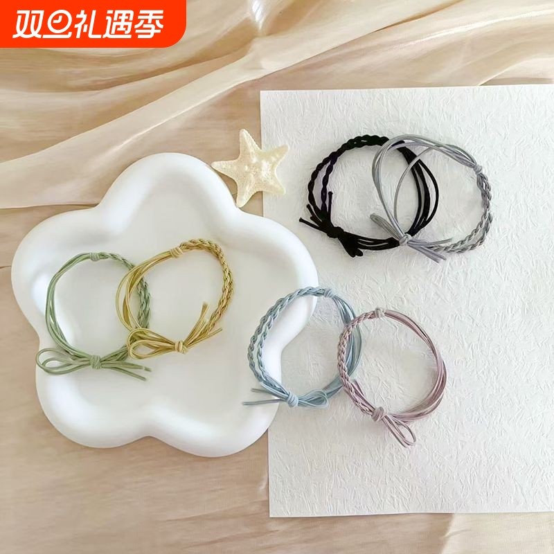 韩版头绳女手工编织辫子发圈甜美简约小皮筋高弹力百搭发绳扎头发