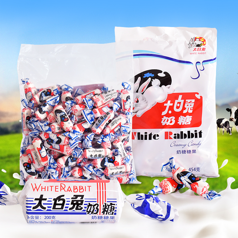 大白兔奶糖袋装454gQ萌奶香浓郁零食超棒小零食原味奶糖喜糖年货