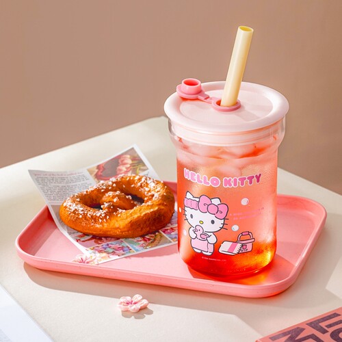 HelloKitty玻璃杯带吸管水杯可爱